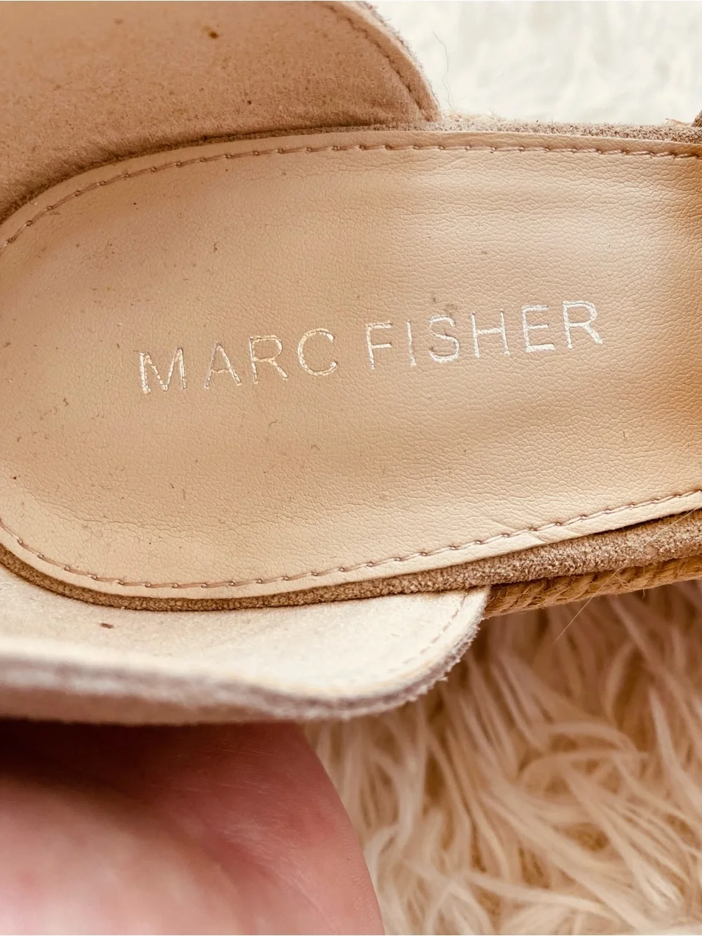 Marc Fisher Beige Suede Espadrille Platform Wedge Sandals Size 8M